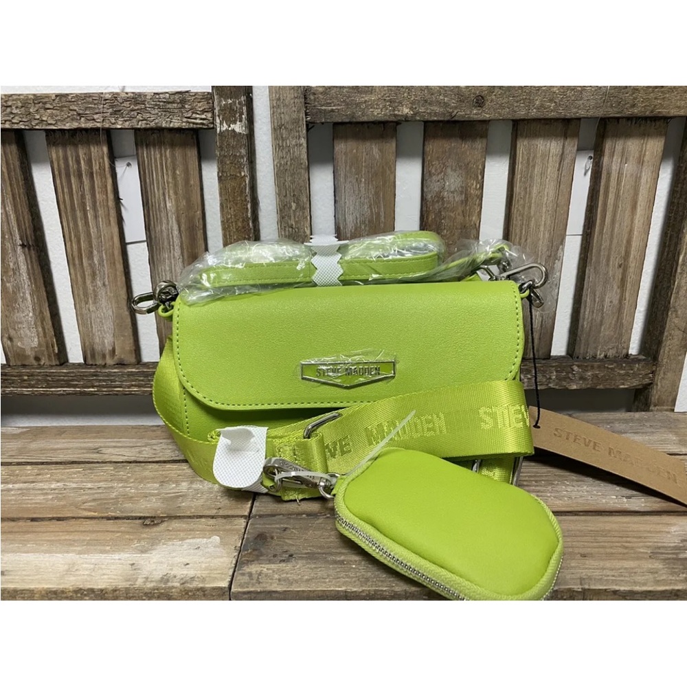 NWT RARE STEVE MADDEN BEVELYN SATCHEL CROSSBODY BAG W AIR POD CASE GREEN